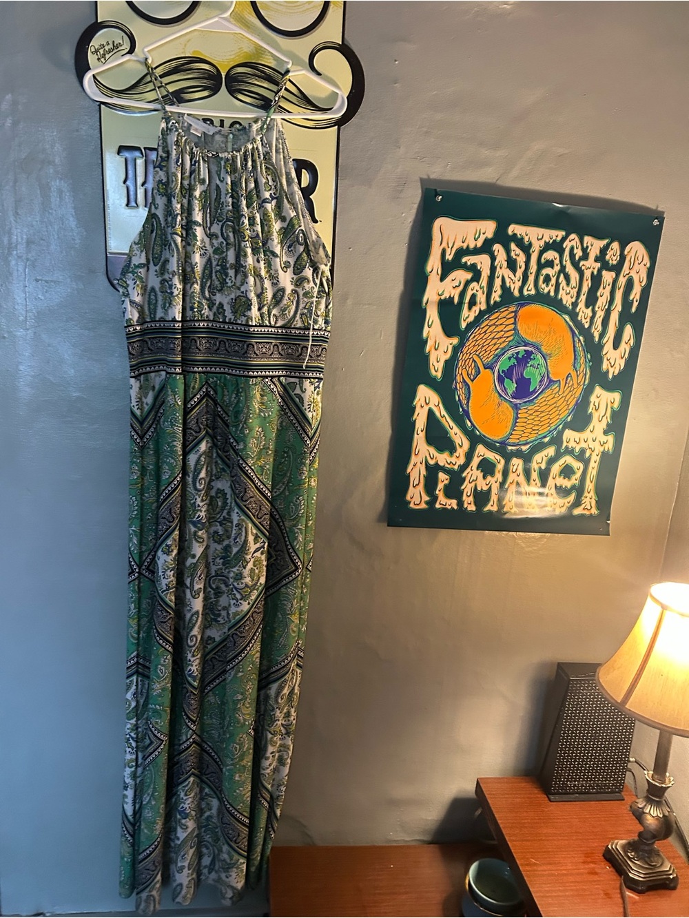 Green Paisley Halter Maxi Dress